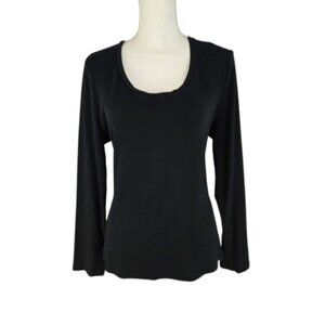 Women’s Black Scoop Neck Long Sleeve Top Size XL